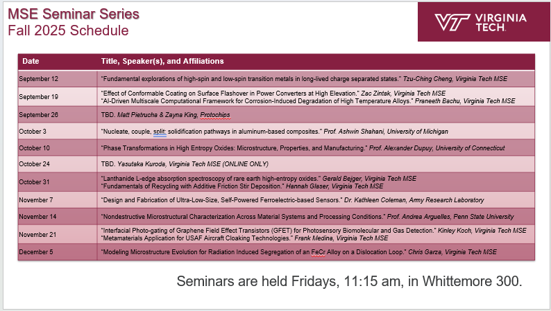 MSE Seminar Series